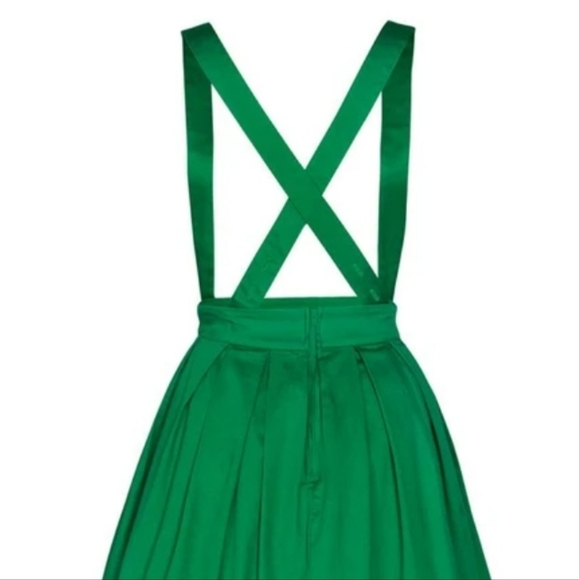Set of MAGICALLY MADE PINUP COLLECTION GREEN SATEEN PINAFORE SKIRT with Cape - Picture 9 of 13